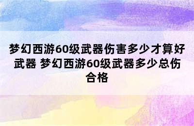 梦幻西游60级武器伤害多少才算好武器 梦幻西游60级武器多少总伤合格